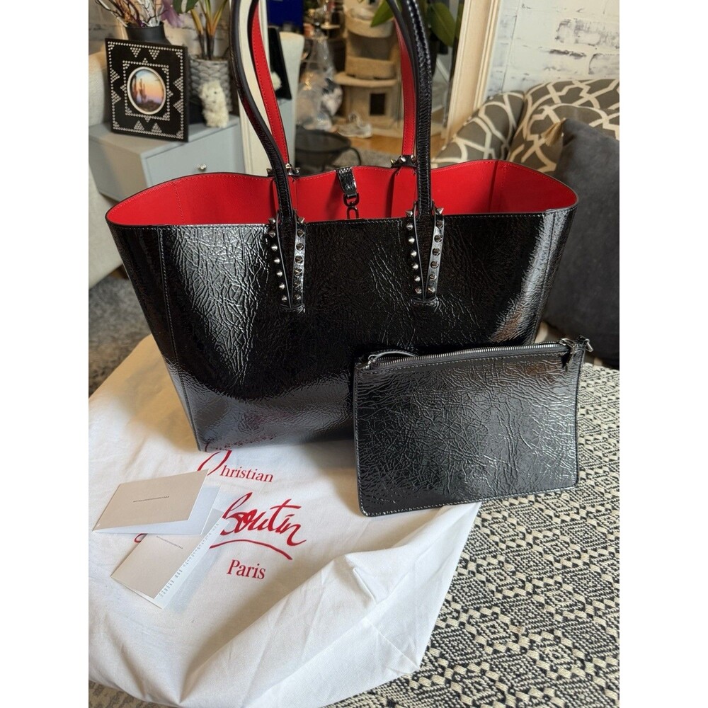 Christian Louboutin CABATA Spiked Studded Patent Leather Tote Bag $1690. NWOT.